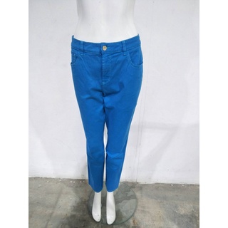 Guy Laroche Color Skinny Cropped Jeans กางเกงกีลาโรช กางเกงยีนส์ขายาวสามส่วน ผ้ายีนส์ สีฟ้า (GQ1BDB)