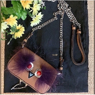 Fendi Micro Mini Baguette Monster Leather Cross Body Bag