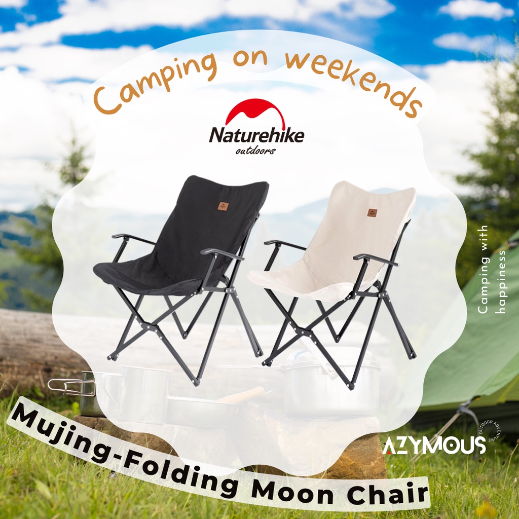 เก้าอี้แค้มปิ้ง Naturehike Mujing Folding Moon Chair เก้าอี้พับตั้งแคมป์ เก้าอี้พกพาอลูมิเนียมสีดำ NH21JJ003