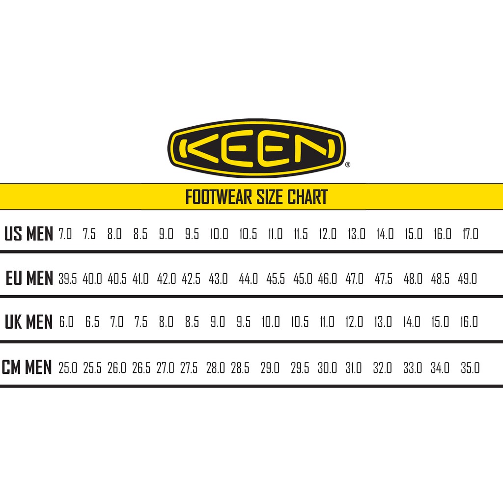KEEN Thailand KEEN SIZE CHART Facebook