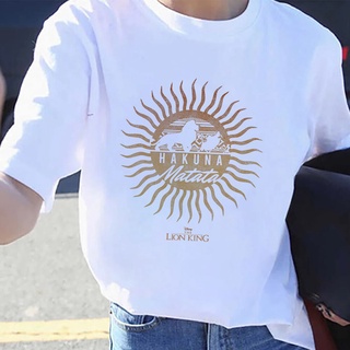 เสื้อยืด พิมพ์ลายการ์ตูนดิสนีย์ The Lion King สไตล์ฮาราจูกุ สําหรับผู้หญิง