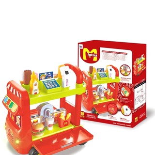 Fast Food Cart-รถขายของสีแดง มีเสียง มีไฟ