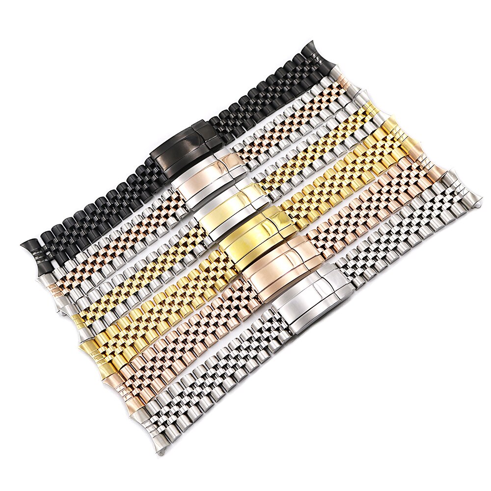 สําหรับ Rolex 36 มม.Datejus สายนาฬิกา 19 มม.20 มม.ปลายโค้งสกรู Links 316L สแตนเลส Jubilee สร้อยข้อมื