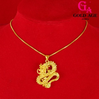 Ga เครื่องประดับแฟชั่น ชุบทอง 24k จี้รูปมังกร สไตล์เกาหลี สําหรับผู้ชาย และผู้หญิง