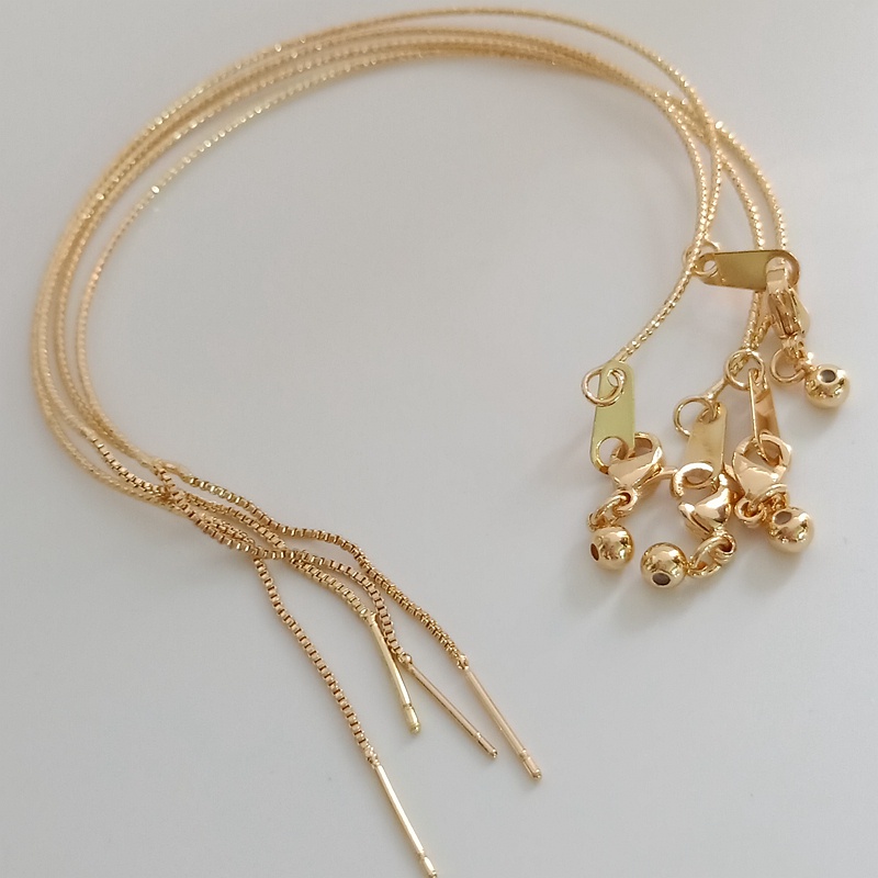สร้อยข้อมือ ชุบทองคำ 14K ลายดอกไม้ ปรับได้ เครื่องประดับ diy