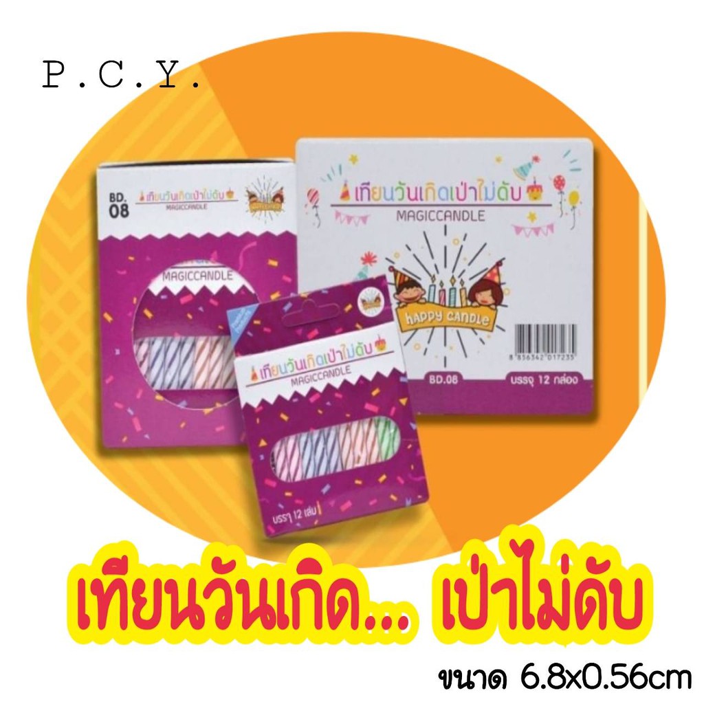 เทียนวันเกิดเป่าไม่ดับ (แพ็คย่อย)​แบ่ง