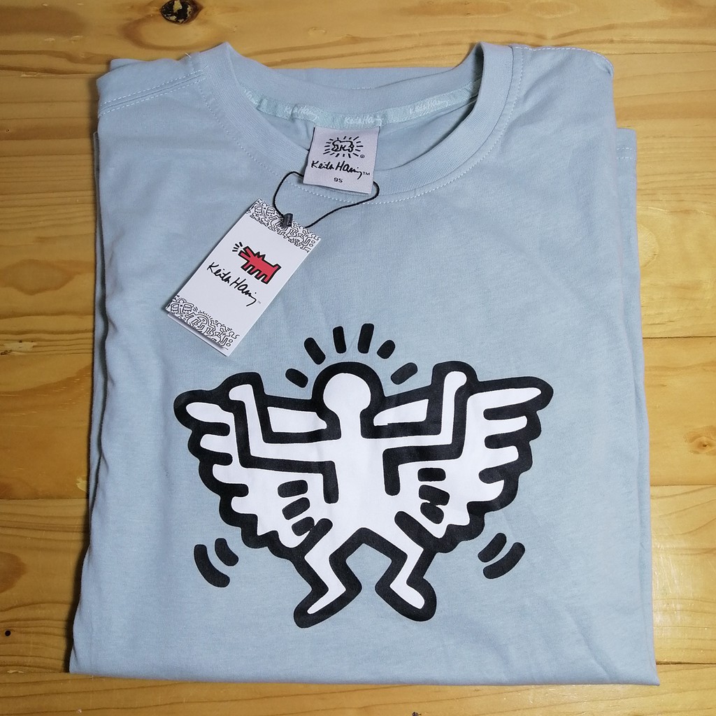 T shirt เสื้อยืด KEITH HARING - Icons (Angel) (1990) ศิลปินสตรีทอาร์ตชื่อดัง เขียวอ่อน ของใหม่ ผ้านิ่ม M = รอบอก 102 CM