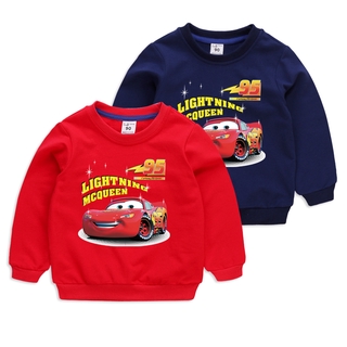 10 สีในฤดูใบไม้ร่วงเด็กแขนยาวเรื่องรถการ์ตูน Lightning McQueen เสื้อกันหนาวผ้าฝ้าย (สามารถขายส่งได้)