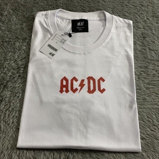 #เสื้อยืดคอกลม#เสื้อยืด พิมพ์ลายโลโก้วงโลหะ acdc เรียบง่าย สําหรับผู้ชาย และผู้หญิงS-4XL