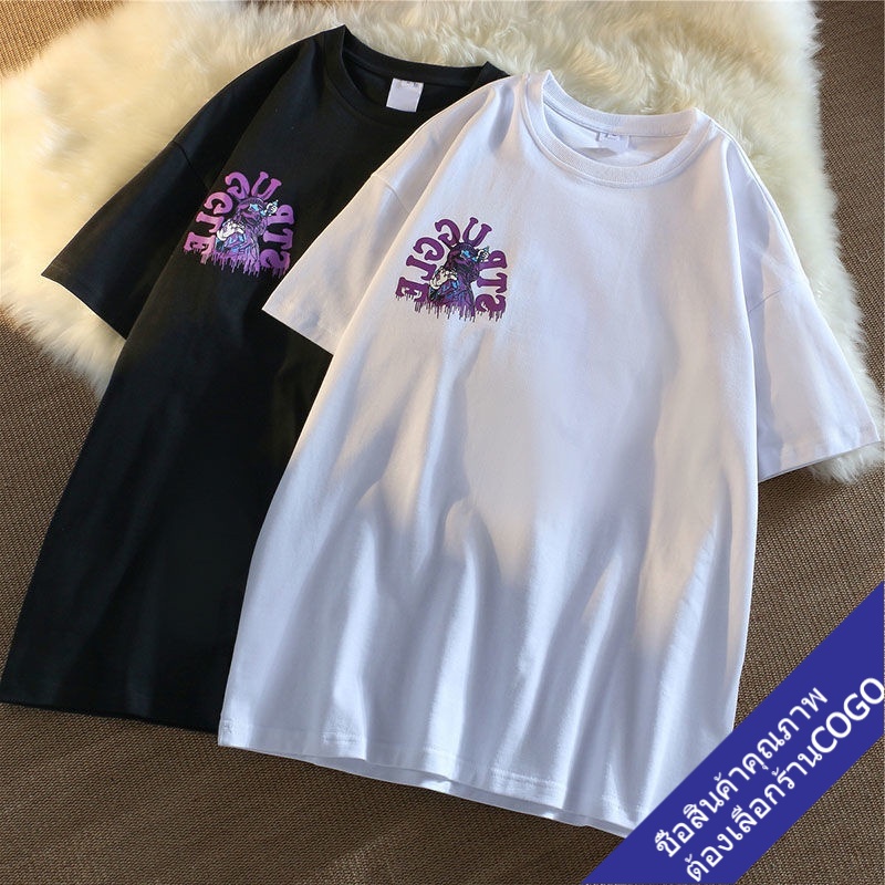 เสื้อคู่รักชายหญิงน่ารัก oversize เสื้อผ้าวัยรุ่นแฟชั่นเกาหลี เสื้อโอเวอร์ไซต์แขนสั้นสีขาว แนวสตรีทลายวินเทจ ฮิปฮอป XXL - รูปที่ 6