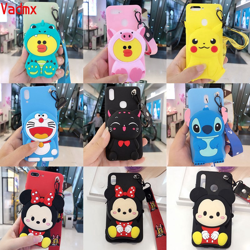 For Huawei Mate 20 10 Pro Mate 20X 10 Case Doraemon Stitch Cartoon Zipper Wallet Soft Mickey Minnie Cover