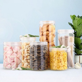 8 Sizes 250ml-1000ml Kitchen Food Storage Jars /Clear Snack Spice Canister Bottle/Refillable Sealed Cans with Cover /Plastic Storage Bottle For Food Candy Cookie/Cake Pastry Dessert Seal  Box/Cosmetic Jar