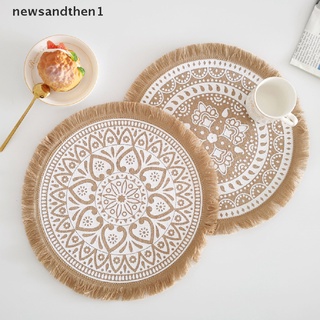 Newsandthen1 Ins สไตล์เรียบง่าย ทอมือ ปอ แผ่นรองจาน ที่รองแก้ว ผ้าฝ้าย ผ้าลินิน ย้อนยุค ตกแต่งแจกัน เสื่อ อุปกรณ์ครัว ดี