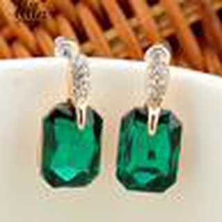 สุภาพสตรี Elegant Rectangle Rhinestone Ear Studs ต่างหูเครื่องประดับวันเกิด