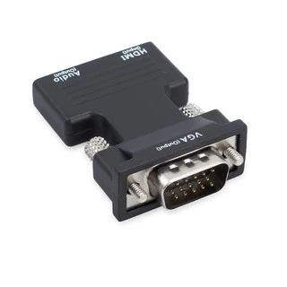 HDMI Female to VGA Male Converter+Audio Adapter Support 1080P Signal Output (Black)