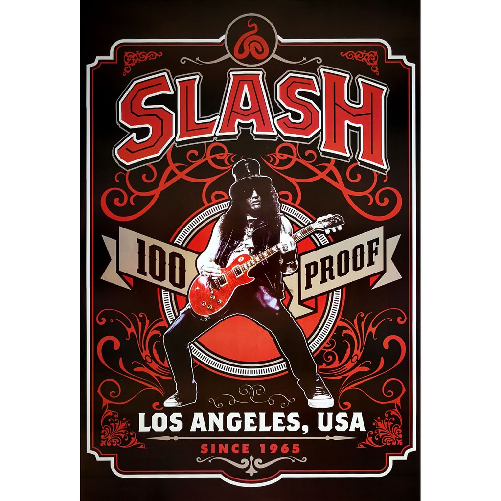 โปสเตอร์ รูปวาด กราฟฟิก นักดนตรี ร็อก Slash Guns N' Roses POSTER 24"x35" Inch Guitar Players Hard Ro