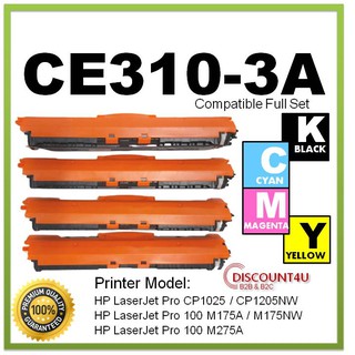 Discount4U Toner HP CE310A/CE311A/CE312A/313A   Printer HP LaserJet Pro M175a / M175nw / CP1025 / CP1025nwe