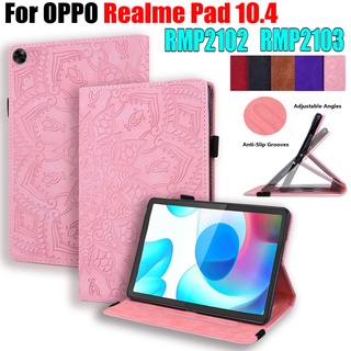 เคสแท็บเล็ตหนัง ฝาพับ ลายแมนดาลา 3D พร้อมช่องใส่ปากกา สําหรับ Oppo Realme Pad 10.4 นิ้ว RMP2102 RMP2103 2021 RealmePad 10.4