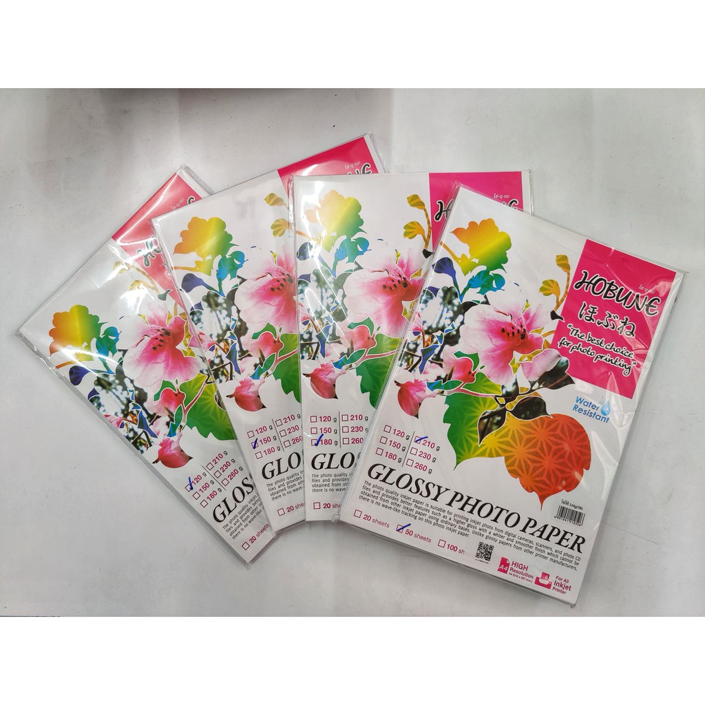 กระดาษโฟโต้ HOBUNE 120g 150g 180g 210g (50 แผ่นต่อห่อ)