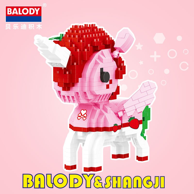 ตัวต่อ Nano Block ยูนิคอร์นสีชมพู จำนวนตัวต่อ 804 ชิ้น_Balody 18102-2