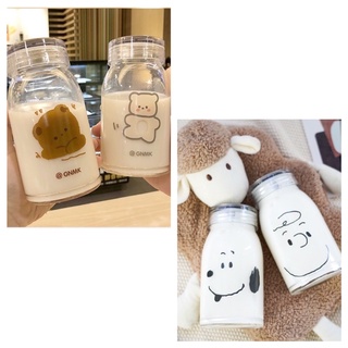 ➰พร้อมส่ง #533 ขวดเเก้วลายน่ารักๆ สนูปปี้ น้องหมี🥰
