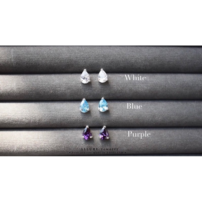 ต่างหูเงินแท้ 925 ประดับเพชร CZ Swiss diamond [ Butter Cup - Allure Jewelry ]