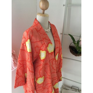 เสื้อคลุม กิโมโน Orange Flower มัดย้อม Shibori