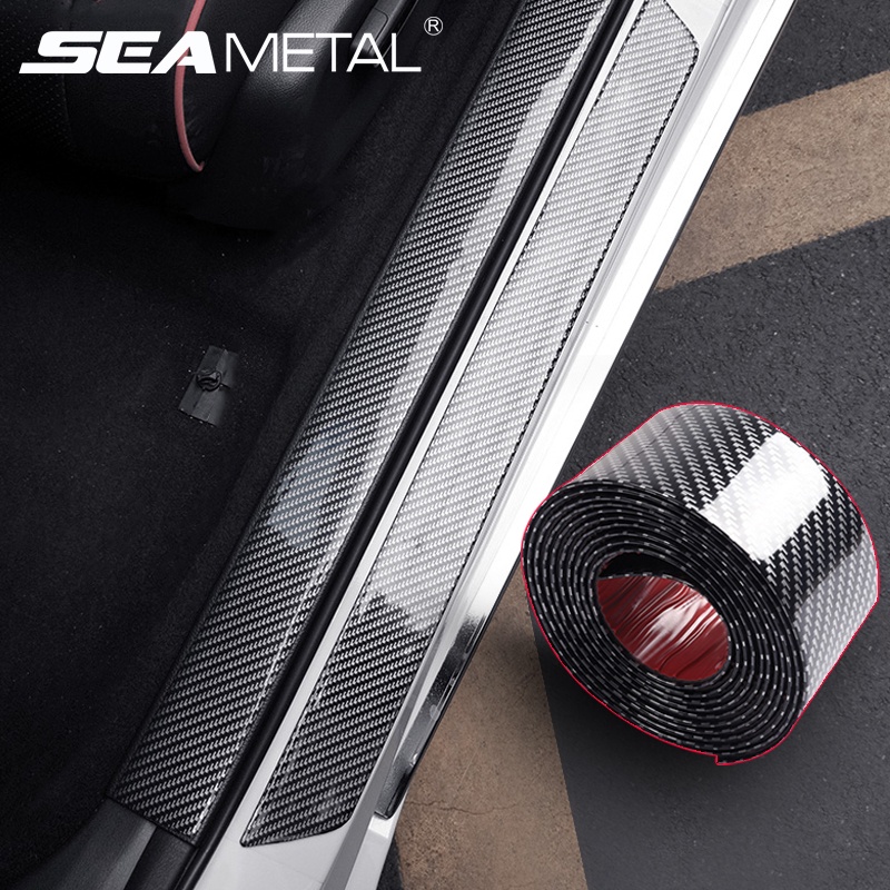 Car Stickers Rubber Strip Anti Scratch Door Sill Protector Carbon Fiber