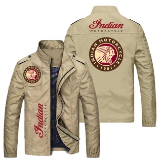 Indian Motorcycles Jackets FTR RALLY CARBON SCOUT BOBBER CHIE VINTAGE SPRINGFIELD Motorcycle Shop Workwear Casual Plus Size Loose Thin Stand Collar Zip Riding Wear Windbreaker