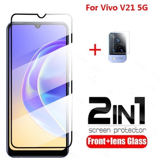 2 - In - 1 ฟิล์มกระจกนิรภัยกันรอยขีดข่วนเลนส์กล้อง Vivo V21 V21E 5 G 2021 9 D