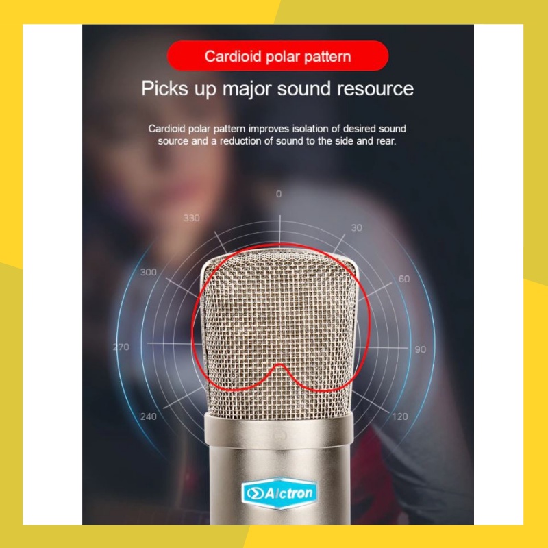 Alctron MC001 (ไมค์คอนเดนเซอร์มาพร้อม ShockMount และกล่อง)แถมฟรี XLR Cable SoundKingอย่างดี + Pop  รับประกัน 1 ปี - รูปที่ 2