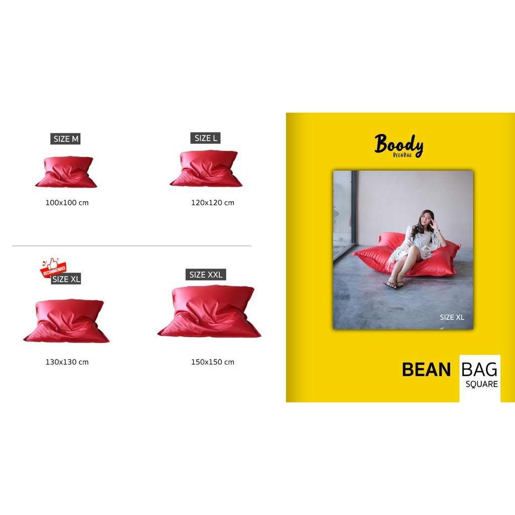 Boody BeanBag บีนแบครุ่น BeanBed ทรงสี่เหลี่ยม หนัง PVC (Bean bag โซฟาเบด เก้าอี้เม็ดโฟม เก้าอี้ขี้เกียจ)