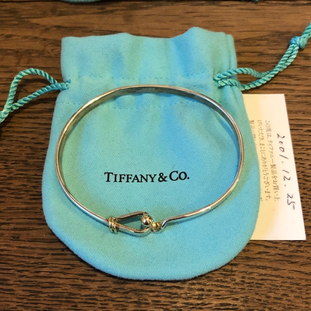 กำไลข้อมือเงินแท้925 tiffany&co แท้ หัวเป็นทอง18k กว้าง4มม.