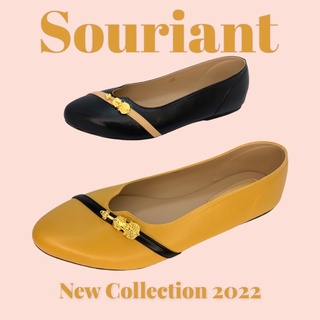 Souriant  No.001-8(รองเท้าคัดชูหัวแหลมมนพื้นเรียบใส่สบายเท้าทรงหนากว้างไซซ์ใหญ่แท้)