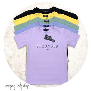 เสื้อยืดคอกลมคอตตอน สกรีนStronger เนื้อผ้าคุณภาพอย่างดี #พร้อมส่ง