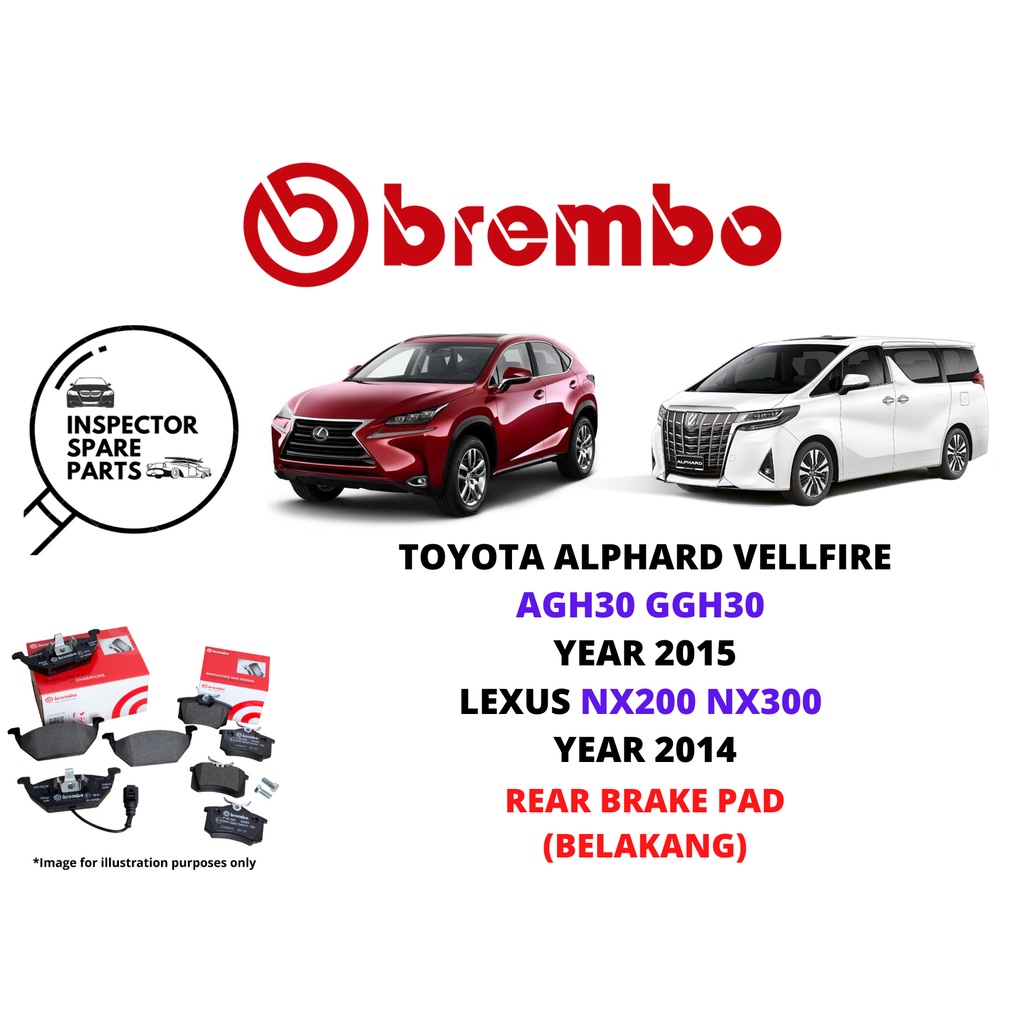 (NAO CERAMIC BREMBO TOYOTA ALPHARD VELLFIRE AGH30 GGH30 LEXUS NX200 NX300 P83166 ผ้าเบรกหลัง (BELAKA