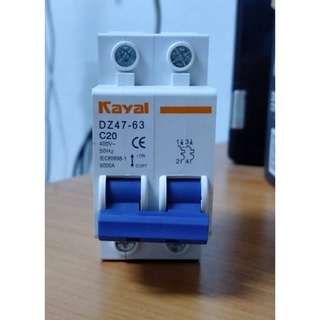 AC Breaker เมนเบรคเกอร์ เซอร์กิตเบรกเกอร์ 2P Circuit Kayal รุ่น DZ47-63 400V งานไฟทั่วไป งานโซล่าเซลล์