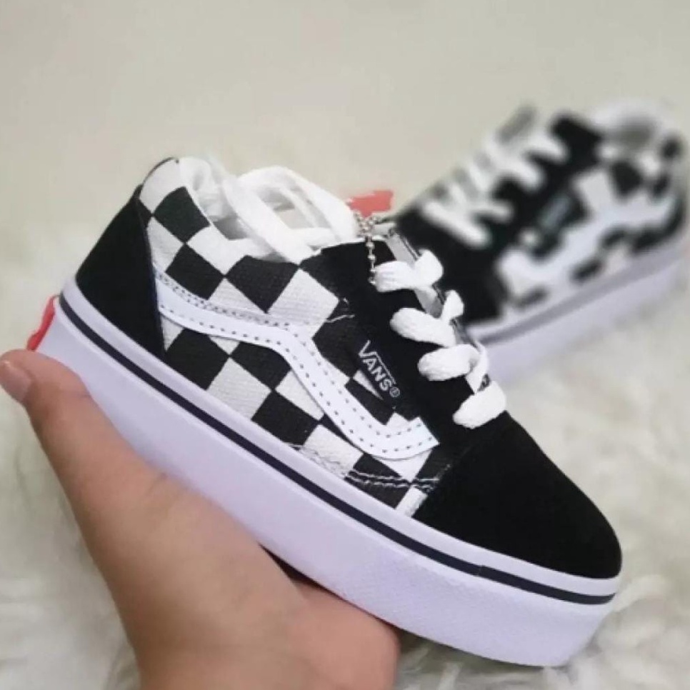 VANS DISCOUNT KIDS SHOES_VANS CHESS BLACK WHITE STRAP รองเท้าผ้าใบเด็ก_UNISEX CASUAL KIDS SHOES_LATEST TREND BOYS AND GIRLS SHOES