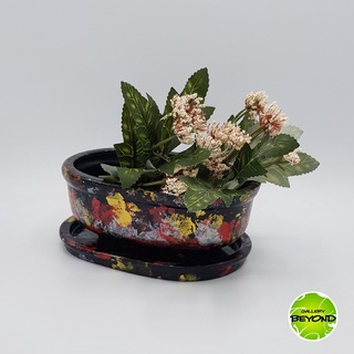 กระถางต้นไม้เพ้นท์สี (Art Plant Pots) - Oval Series 2/2 (S size) - Handmade by Belgian Artist Paul De Blieck