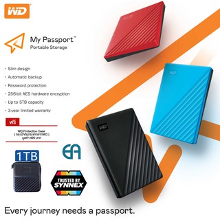 🔴[แถมเคส] WD External Hard disk รุ่น MY PASSPORT 2.5 WD 1TB, 2TB, 4TB Harddisk ฮาร์ดดิสก์ Western Digital ฮาร์ดดิสก์พกพา