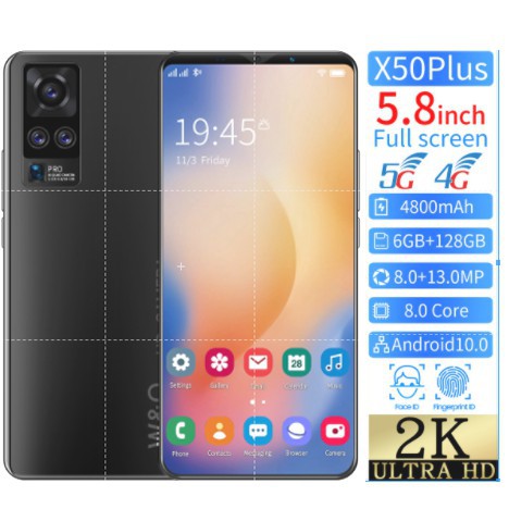 X50 โทรศัพท์ล่าสุด ของแท้ 100% 5.8 นิ้วเต็มหน้าจอ 3G/4G สมาร์ทโฟน Face ...