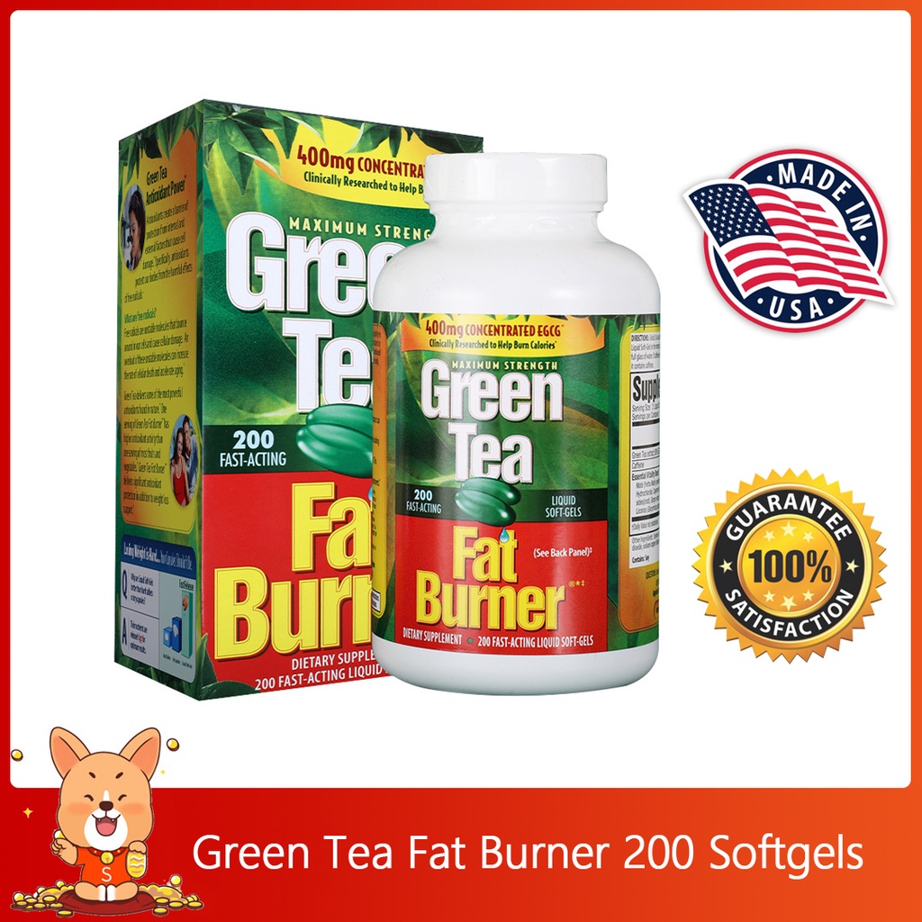 (Exp.102023)Green Tea Fat Burner 200 FASTACTING LIQUID SOFTGELS jojo