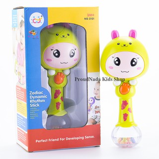 ProudNada Toys ของเล่นเด็กเขย่ามือหน้าตุ๊กตา(สีเขียว) Huile  NO.3101-4