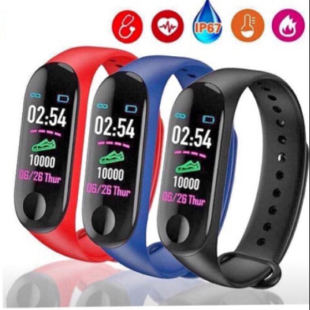 M3 Smart Watch นาฬิกาอัฉริยะ นับก้าวเดิน วัดเต้นหัวใจ Bluetooth รองรับ IOS&Android สีดำ