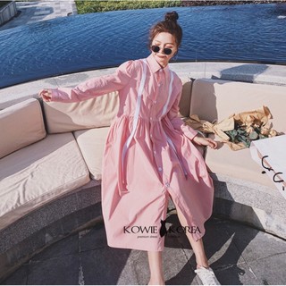 Kowie Korea เดรสแขนยาวสีชมพู Pink ruby  (817) price  990฿ พร้อมส่ง✅