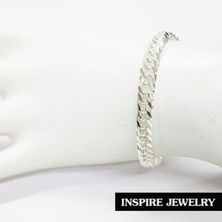 Inspire Jewelry , สร้อยข้อมือชุบเงิน size 0.5x18cm. Silver Plated พร้อมถุงกำมะหยี่