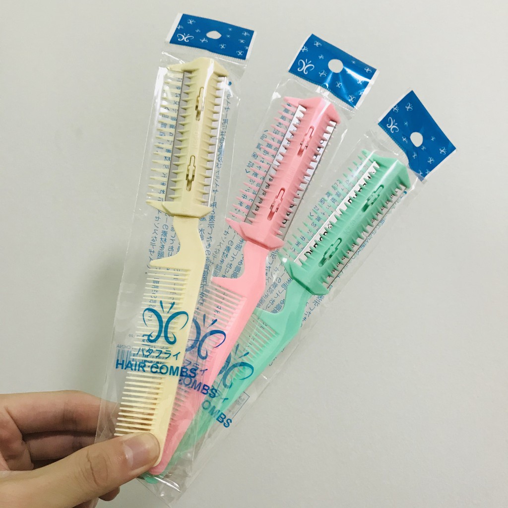 หวีซอยใบมีด (คละสี) ตรา Butterfly หวีสไลด์ผม สำหรับจัดแต่งทรงผมให้สวยงาม