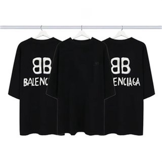 [S-5XL]เสื้อยืดแขนสั้น ผ้าฝ้าย พิมพ์ลาย Double B Back สะท้อนแสง พลัสไซซ์ สําหรับผู้ชาย และผู้หญิง