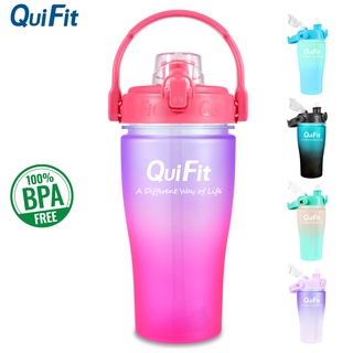 Quifit ขวดน้ําพลาสติก พร้อมหลอดดูด ไร้ BPA ขนาด 1 ลิตร 32 ออนซ์ สําหรับเล่นกีฬา รถยนต์