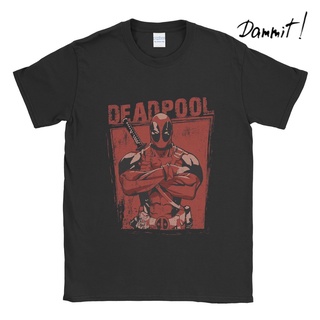 ผ้าฝ้ายคอกลมเสื้อยืด ลาย Deadpool Pose Dammit90sfrom S-4XL